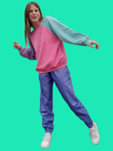 Charger l'image dans la galerie, Pantalon vintage Chloé - Survêtement / jogging rayé violet et rose fuchsia. Taille L, 40, 42. Made in France.
