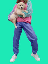 Charger l'image dans la galerie, Pantalon vintage Chloé - Survêtement / jogging rayé violet et rose fuchsia. Taille L, 40, 42. Made in France.