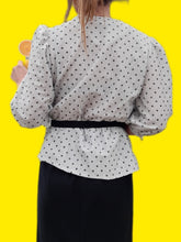 Charger l'image dans la galerie, Robe vintage Juliette - Effet de superposition. Basque noire en lurex argentée. Taille M, 38, 40. C&A.