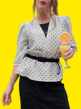 Charger l'image dans la galerie, Robe vintage Juliette - Effet de superposition. Basque noire en lurex argentée. Taille M, 38, 40. C&A.