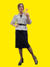 Charger l'image dans la galerie, Robe vintage Juliette - Effet de superposition. Basque noire en lurex argentée. Taille M, 38, 40. C&A.