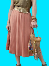 Charger l'image dans la galerie, Jupe vintage Olivia - Plissé permanent rouille. Taille XS, 34, 36. Made in France.