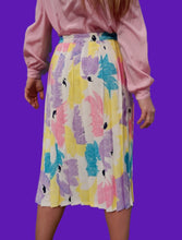 Charger l'image dans la galerie, Jupe plissée vintage Ludivine - Pastel fleuri. Taille XL, 42, 44. Made in France.