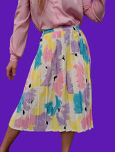 Charger l'image dans la galerie, Jupe plissée vintage Ludivine - Pastel fleuri. Taille XL, 42, 44. Made in France.