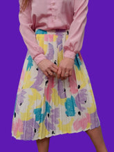 Charger l'image dans la galerie, Jupe plissée vintage Ludivine - Pastel fleuri. Taille XL, 42, 44. Made in France.