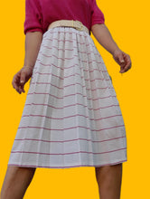 Charger l'image dans la galerie, Jupe vintage Léonie - Rayé fuchsia et blanc. Plissé permanent. Taille S, 36, 38.