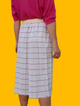 Charger l'image dans la galerie, Jupe vintage Léonie - Rayé fuchsia et blanc. Plissé permanent. Taille S, 36, 38.