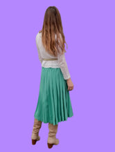 Charger l'image dans la galerie, Jupe vintage Amanda - Plissé fluide vert. Taille M, 38, 40. Made in France