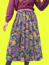 Charger l'image dans la galerie, Jupe plissée vintage Marjolaine - Fleurie coloré. Taille L, 40, 42. Devernois. Made in France.