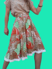 Charger l'image dans la galerie, Jupe vintage Véra- Imprimé tropical. Taille S, M, 36, 38, 40. Fabriqué en France