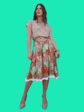 Charger l'image dans la galerie, Jupe vintage Véra- Imprimé tropical. Taille S, M, 36, 38, 40. Fabriqué en France