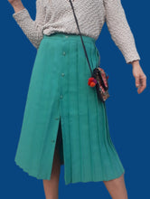 Charger l'image dans la galerie, Jupe vintage Yaëlle - Plissé et boutonné vert Turquoise. Taille XXL, 44, 46