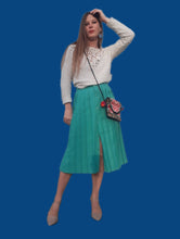 Charger l'image dans la galerie, Jupe vintage Yaëlle - Plissé et boutonné vert Turquoise. Taille XXL, 44, 46