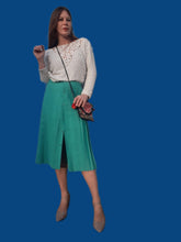 Charger l'image dans la galerie, Jupe vintage Yaëlle - Plissé et boutonné vert Turquoise. Taille XXL, 44, 46