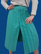 Charger l'image dans la galerie, Jupe vintage Yaëlle - Plissé et boutonné vert Turquoise. Taille XXL, 44, 46