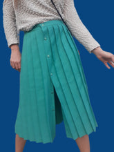 Charger l'image dans la galerie, Jupe vintage Yaëlle - Plissé et boutonné vert Turquoise. Taille XXL, 44, 46