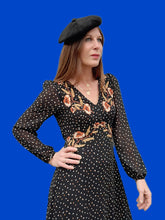 Charger l'image dans la galerie, Chapeau vintage Michèle - Béret en cuir et daim noir.