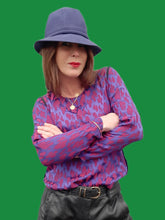 Charger l'image dans la galerie, Chapeau vintage Tamara - En coton violet et galon noué.