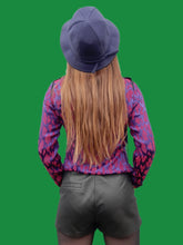 Charger l'image dans la galerie, Chapeau vintage Tamara - En coton violet et galon noué.