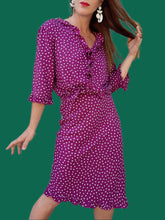 Charger l'image dans la galerie, Ensemble vintage Charlotte - Chemise et jupe à pois. Taille M, 38, 40. S de Style.