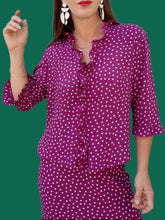 Charger l'image dans la galerie, Ensemble vintage Charlotte - Chemise et jupe à pois. Taille M, 38, 40. S de Style.
