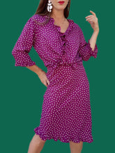 Charger l'image dans la galerie, Ensemble vintage Charlotte - Chemise et jupe à pois. Taille M, 38, 40. S de Style.