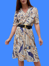 Charger l'image dans la galerie, Ensemble vintage Charlène - Chemisier et jupe plissée. Abstrait. Taille XL, 42, 44. Made in France