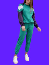 Charger l'image dans la galerie, Survêtement vintage Floria - Sweat-shirt et jogging Adidas. Vert et violet. Taille S, 36, 38.