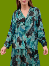 Charger l'image dans la galerie, Ensemble vintage Mado - Chemise et jupe portefeuille feuillage. Taille S, 36, 38