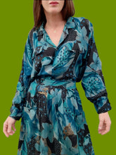 Charger l'image dans la galerie, Ensemble vintage Mado - Chemise et jupe portefeuille feuillage. Taille S, 36, 38