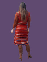 Charger l'image dans la galerie, Ensemble vintage Camille - Gilet et jupe Lainage rouge rayé. Taille S, 36, 38. Made in France