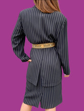 Charger l'image dans la galerie, Ensemble vintage Yolaine - Bleu rayé blanc . Taille XL, 42, 44. Caroline Rohmer