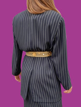 Charger l'image dans la galerie, Ensemble vintage Yolaine - Bleu rayé blanc . Taille XL, 42, 44. Caroline Rohmer