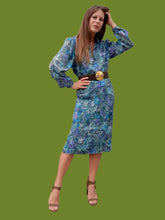 Charger l'image dans la galerie, Ensemble vintage Jenny - Blouse et jupe motif cachemire vert & bleu pétrole. Taille M, 38, 40. Markwald