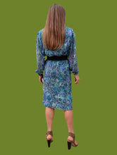 Charger l'image dans la galerie, Ensemble vintage Jenny - Blouse et jupe motif cachemire vert & bleu pétrole. Taille M, 38, 40. Markwald