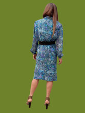 Charger l'image dans la galerie, Ensemble vintage Jenny - Blouse et jupe motif cachemire vert & bleu pétrole. Taille M, 38, 40. Markwald