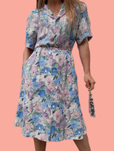 Charger l'image dans la galerie, Ensemble vintage Eugénie - Chemisier & jupe fleuris. Taille S, 36, 38. Fabriqué en France.
