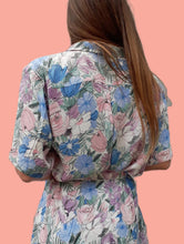 Charger l'image dans la galerie, Ensemble vintage Eugénie - Chemisier & jupe fleuris. Taille S, 36, 38. Fabriqué en France.