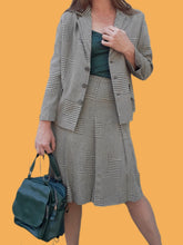 Charger l'image dans la galerie, Ensemble vintage Maria - Imprimé chevrons & pieds-de-poule. Taille L, 40, 42. Fabriqué en France.