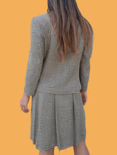 Charger l'image dans la galerie, Ensemble vintage Maria - Imprimé chevrons & pieds-de-poule. Taille L, 40, 42. Fabriqué en France.