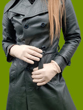 Charger l'image dans la galerie, Gants vintage Elisa - Cuir écru et triangles ajourés aux poignets. Taille 7 1/4