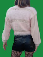 Charger l'image dans la galerie, Pull vintage Charline - Laine et mohair rose. Taille M, 38, 40. Tricoté main.
