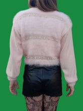 Charger l'image dans la galerie, Pull vintage Charline - Laine et mohair rose. Taille M, 38, 40. Tricoté main.