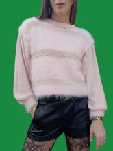 Charger l'image dans la galerie, Pull vintage Charline - Laine et mohair rose. Taille M, 38, 40. Tricoté main.