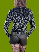 Charger l'image dans la galerie, Gilet vintage Andréa - En velours fleuri gris et vert. Taille S, 36, 38.