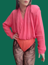 Charger l'image dans la galerie, Body vintage Noëmie - Cache-cœur rose. Taille XXL, 44, 46. Made in Italy.