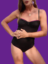 Charger l'image dans la galerie, Body vintage Émeline - Noir et violet. Taille XS, 34, 36