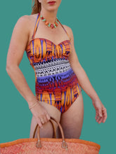 Charger l'image dans la galerie, Maillot de Bain vintage Emmy - Imprimé ethnique. Taille M, 38, 40. Bonnet E. Feba.