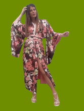 Charger l'image dans la galerie, Kimono Yuri - Imprimé floral, manches pagodes. Geisha. Taille unique.