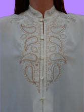 Charger l'image dans la galerie, Tunique "Seconde" Sophia - Broderies fantaisies et col mao. Taille XXXL, 46, 48.